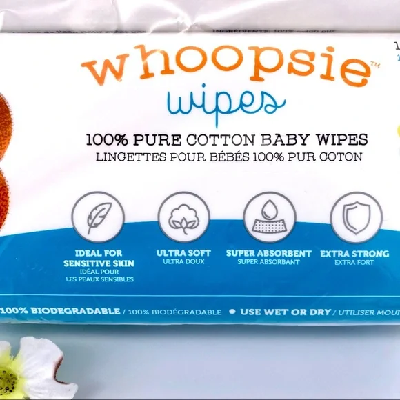 NWT Whoopsie Wipes 100% Pure Cotton Dry Baby Wipes, 2 pk. - Picture 7 of 12
